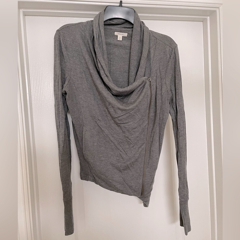 Caslon long sleeve soft knit moto jacket sweater size Medium- grey 🎉Host Pick🎉 - Picture 1 of 6